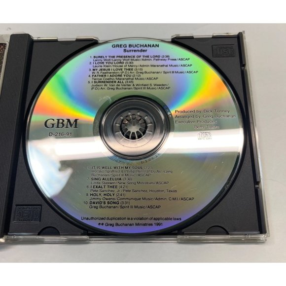 Greg Buchanan Surrender CD 1991 Praise Worship - Picture 3 of 5